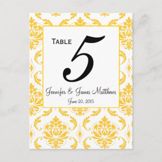 Tarjetas de números de tabla de bodas de damasco b