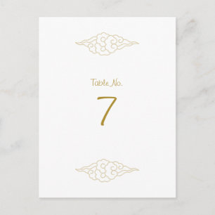 Tarjetas de números de tabla de Bodas de nubes chi