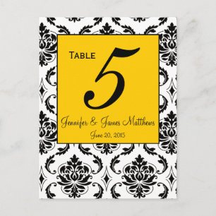 Tarjetas de números de tabla de casamiento de Dama