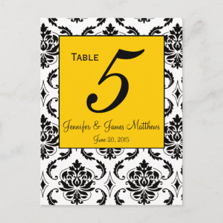Tarjetas de números de tabla de casamiento de Dama