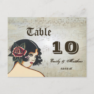 Tarjetas de números de tabla de Chica de vintage