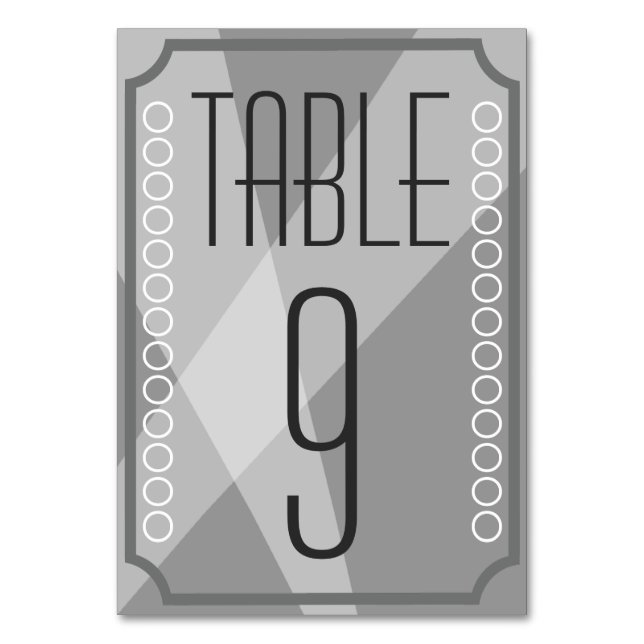 Tarjetas de números de tabla de estilo Hollywood a (Anverso)