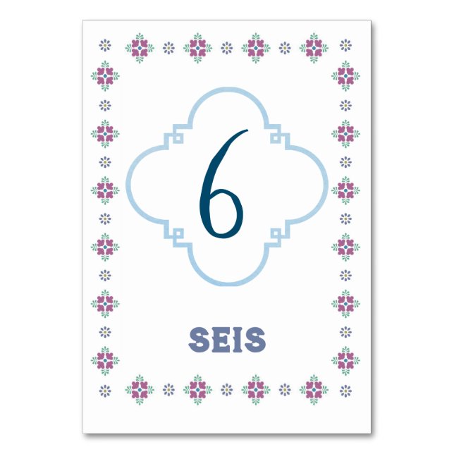 Tarjetas de números de tabla de Fiesta (Anverso)