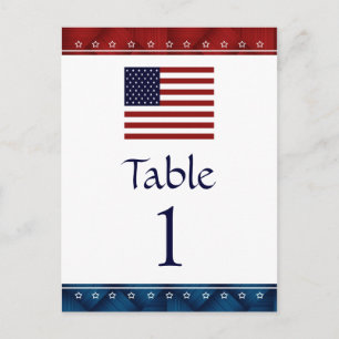 Tarjetas de números de tabla de Fiesta patriótico