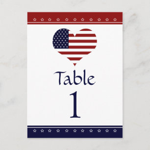 Tarjetas de números de tabla de Fiesta patriótico 