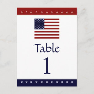 Tarjetas de números de tabla de Fiesta patriótico