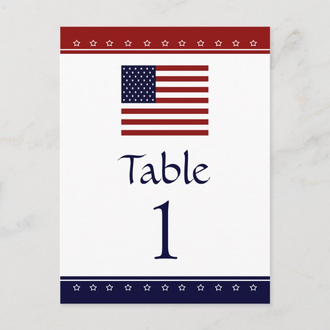 Tarjetas de números de tabla de Fiesta patriótico  (Anverso)