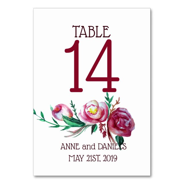 Tarjetas de números de tabla de flores rusas (Anverso)