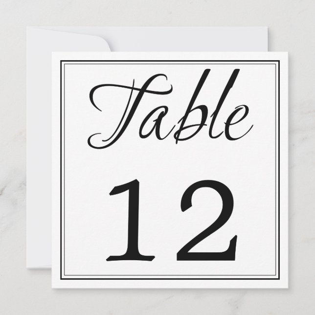 Tarjetas de números de tabla de guiones modernos e (Anverso)