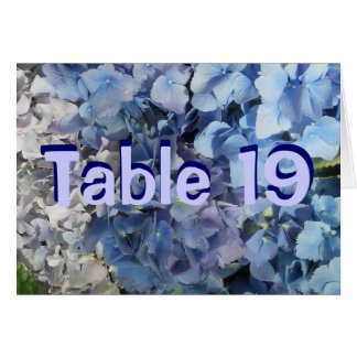 Tarjetas de números de tabla de hidrángulos azules