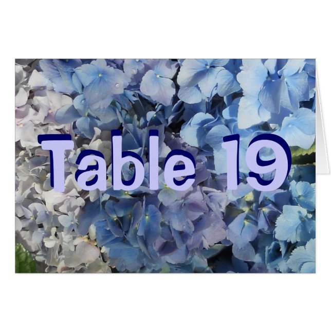 Tarjetas de números de tabla de hidrángulos azules (Anverso (Horizontal))