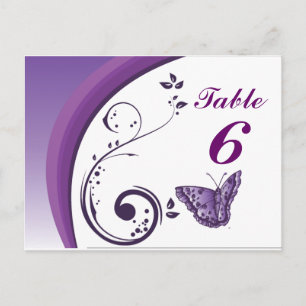 Tarjetas de números de tabla de mariposa morada