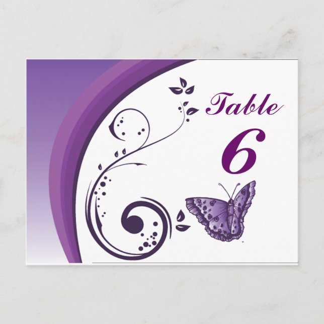Tarjetas de números de tabla de mariposa morada (Anverso)