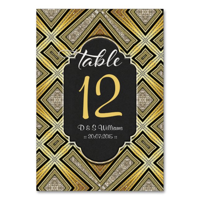 Tarjetas de números de tabla de patrón negro de or (Anverso)