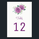 Tarjetas de números de tabla de Rosas morados<br><div class="desc">Estos números de tabla bodas incluyen rosas de acuarela. La parte delantera y trasera de las tarjetas tienen el mismo diseño. Para realizar el pedido, introduzca el número de tabla y haga clic en "Añadir al carrito" para cada número de tabla. Estas tarjetas de número de tabla boda son parte...</div>