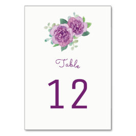 Tarjetas de números de tabla de Rosas morados