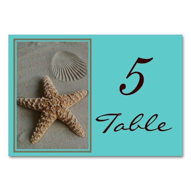 Tarjetas de números de tabla de temas de playa Bod (Anverso)