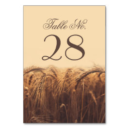 Tarjetas de números de tabla de trigo