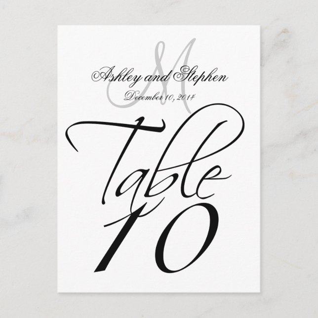 Tarjetas de números de tabla elegantes para Bodas (Anverso)