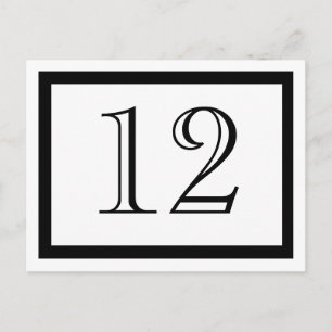 Tarjetas de números de tabla en blanco y negro