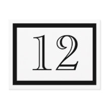 Tarjetas de números de tabla en blanco y negro