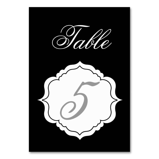 Tarjetas de números de tabla en recepción en blanc (Anverso)