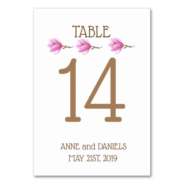 Tarjetas de números de tabla, Motiva floral (Anverso)