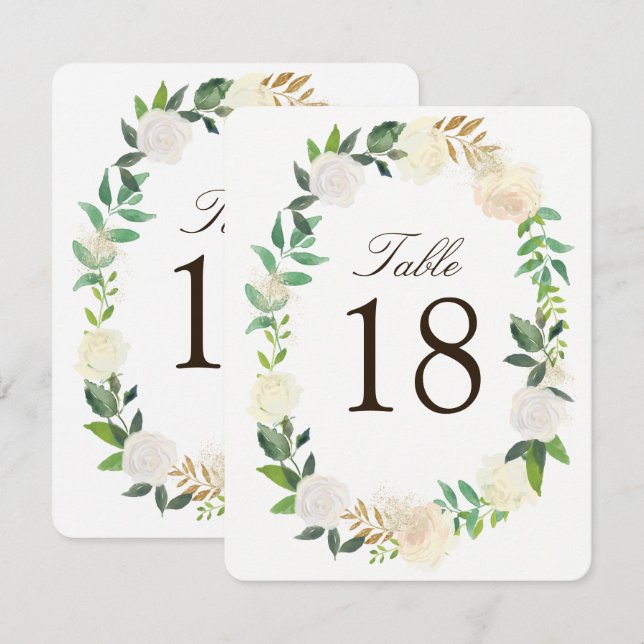 Tarjetas de números de tabla románticas rústicas d (Anverso / Reverso)
