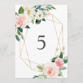 Tarjetas de números de tabla Rubor geométricas