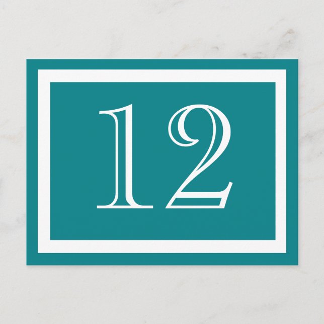 Tarjetas de números de tabla verde azuladas (Anverso)