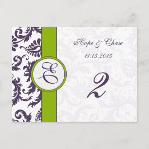 Tarjetas de números de tabla verde de Apple malva