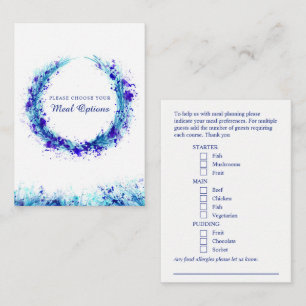 Tarjetas de opción de comida de boda con salpicadu