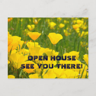 Tarjetas de OPEN HOUSE Flores de Amapola Naranja