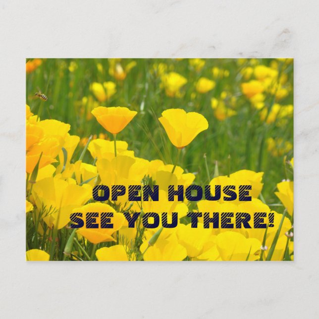 Tarjetas de OPEN HOUSE Flores de Amapola Naranja (Anverso)