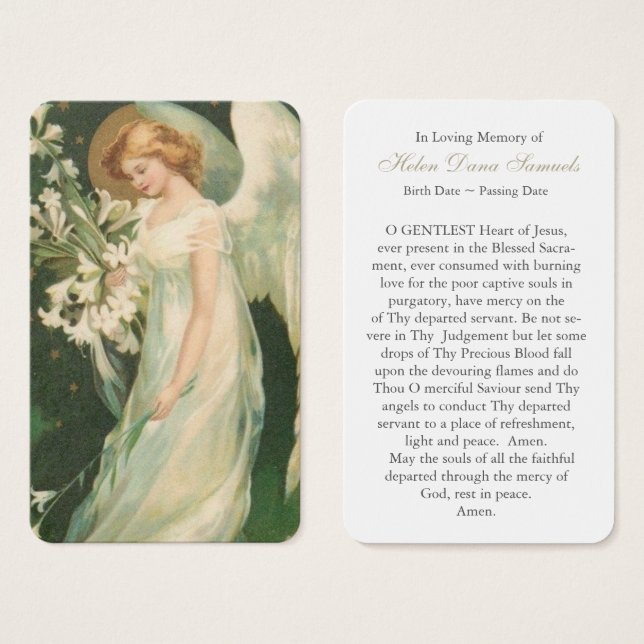 Tarjetas de oración | Ángel de cosecha (Anverso y reverso)