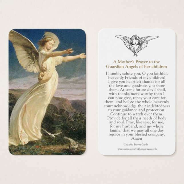 Tarjetas de oración | Ángel victoriano (Anverso y reverso)