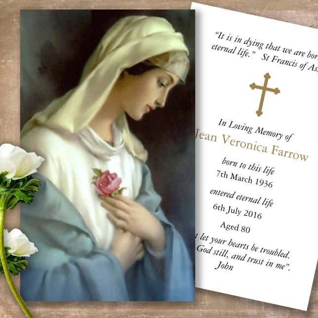 Tarjetas de oración | Ave Maria (catholic, religious, celebration of life, in loving memory of, prayer cards for bereavement)