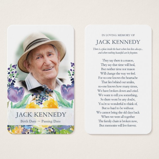 Tarjetas de oración | Azul floral (Anverso y reverso)