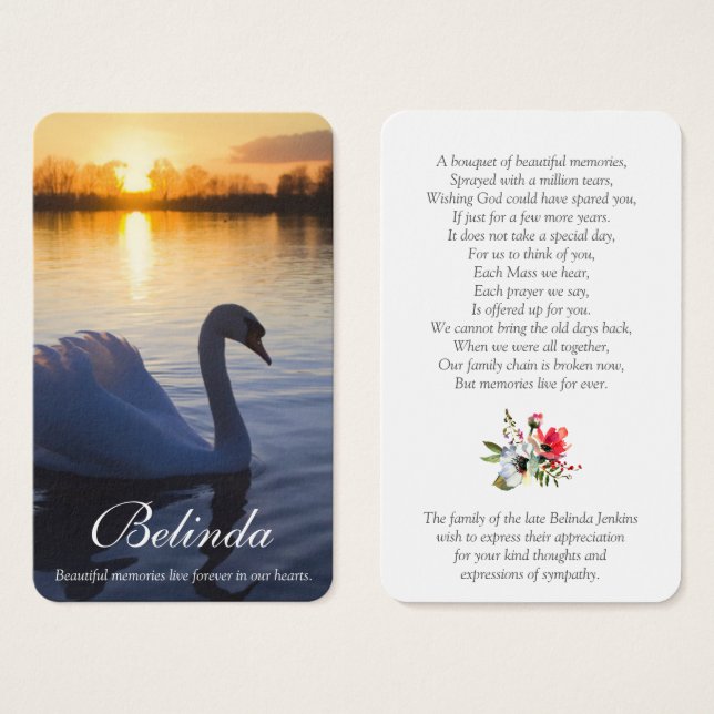 Tarjetas de oración | Cisne de atardecer (Anverso y reverso)