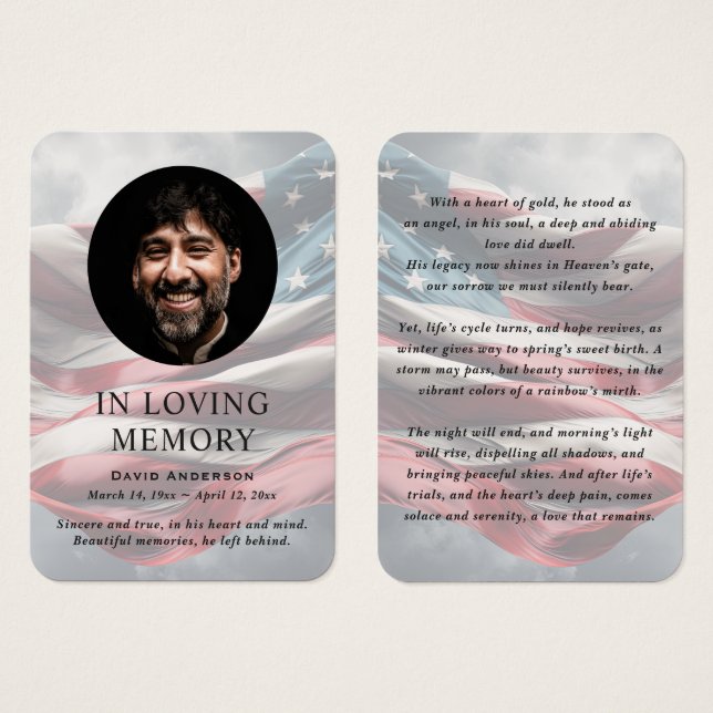Tarjetas de oración con foto del memorial de la ba (Anverso y reverso)