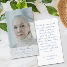 Tarjetas de oración con foto elegantes en memoria