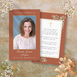 Tarjetas de oración con foto memorial fúnebre de t