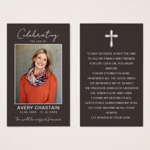 Tarjetas de oración con foto para funeral de celeb