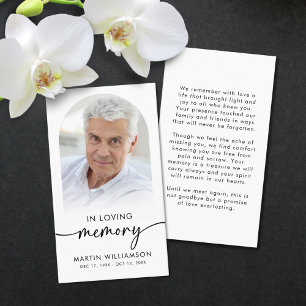 Tarjetas de oración con foto y texto para funeral 