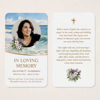 Tarjetas de oración conmemorativas con foto de ola