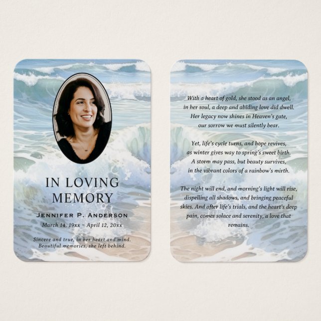 Tarjetas de oración conmemorativas de olas ondulan (Anverso y reverso)
