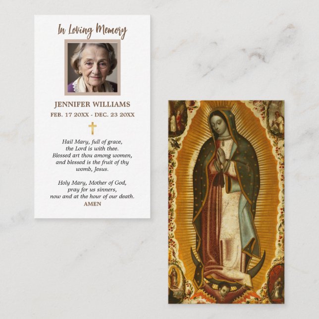 Tarjetas de Oración Cristianas Nuestra Señora de G (Anverso / Reverso)