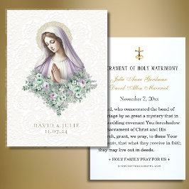 Tarjetas de oración de boda floral de lavanda cató