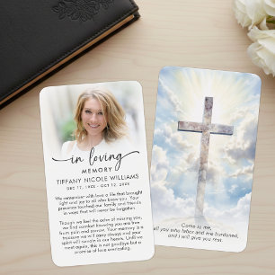 Tarjetas de Oración de Cruz Moderna en Memoria Amo