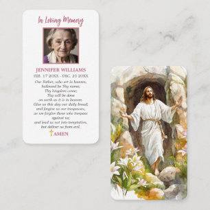 Tarjetas de oración de Jesús para funerales Resurr
